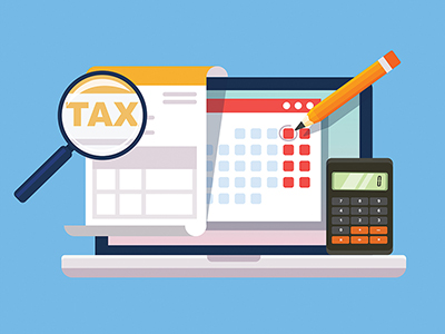 Tax planning guide with tax forms, calendar, calculator, and financial preparation tools