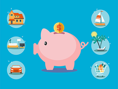 Personal spending plan and budgeting strategy illustrated with a piggy bank and financial goals