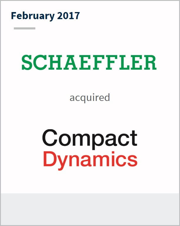 February 2017 Schaeffler  has acquired Compact Dynamics