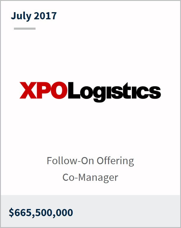 July 2017 XPO Logistics $665,500,000 follow-on offering co-manager