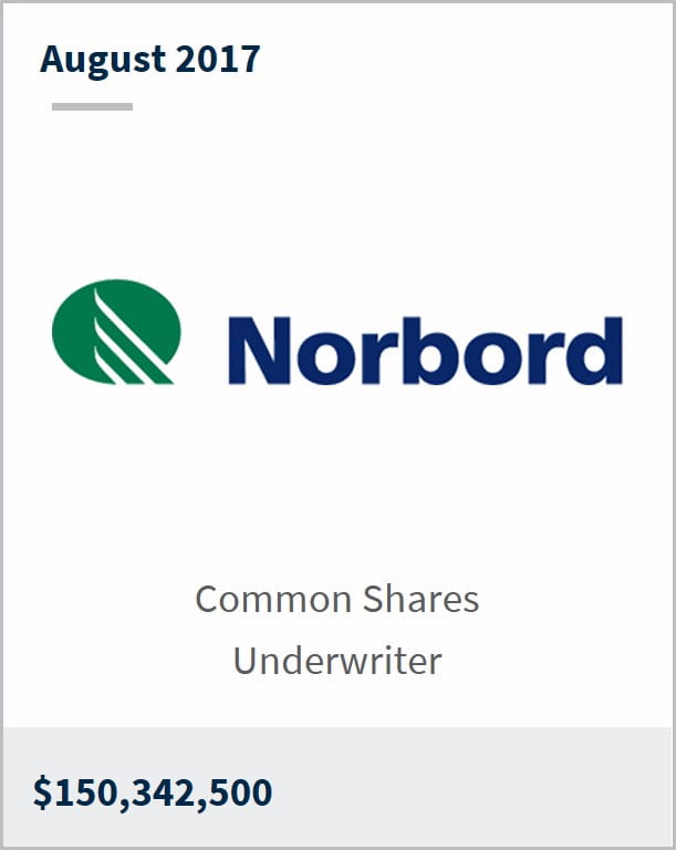 August 2017 Norbord $150,342,500 common shares underwriter