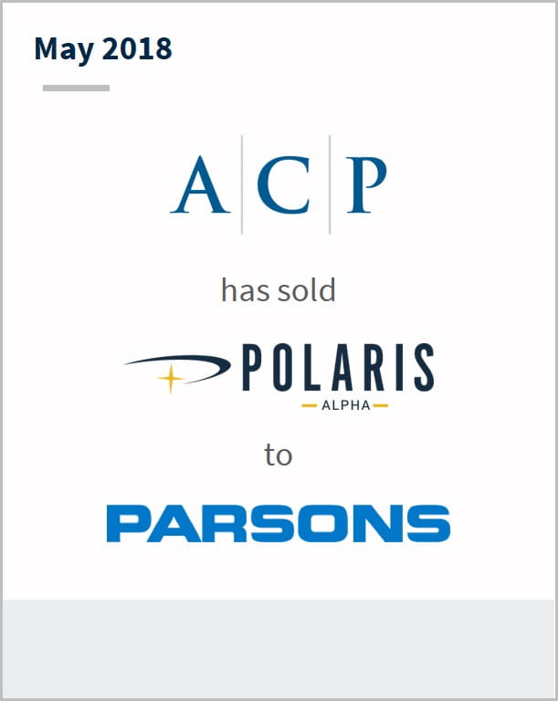 May 2018  ACP has sold Polaris Alpha LLC to Parsons
