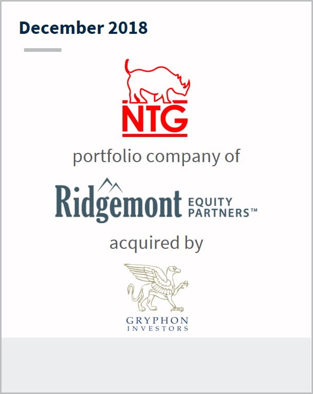 December 2018 Nolan Transport Group a portfolio company of Ridgemont Equity Partners has been acquired by Gryphon Investors