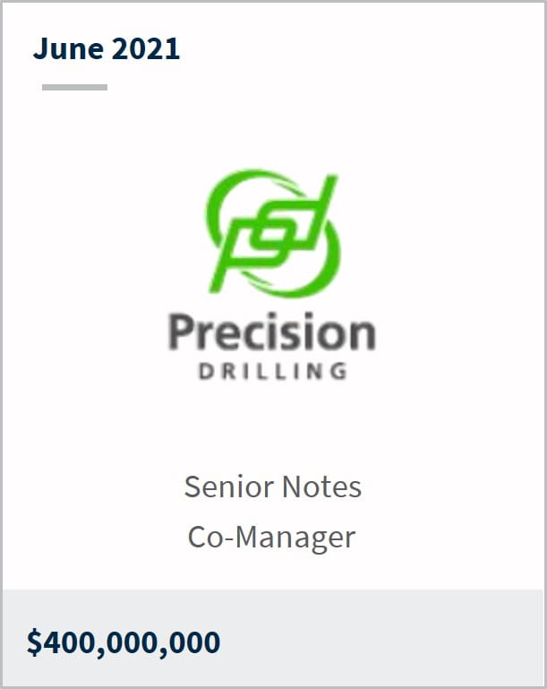 June 2021 Precision Drilling $400,000,000 senior notes co-manager 