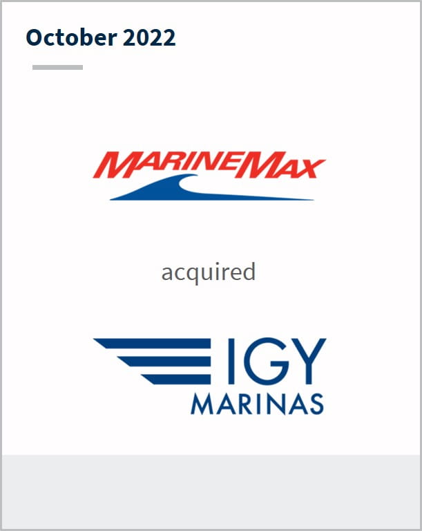 October 2022 MarineMax Has acquired IGY Marinas