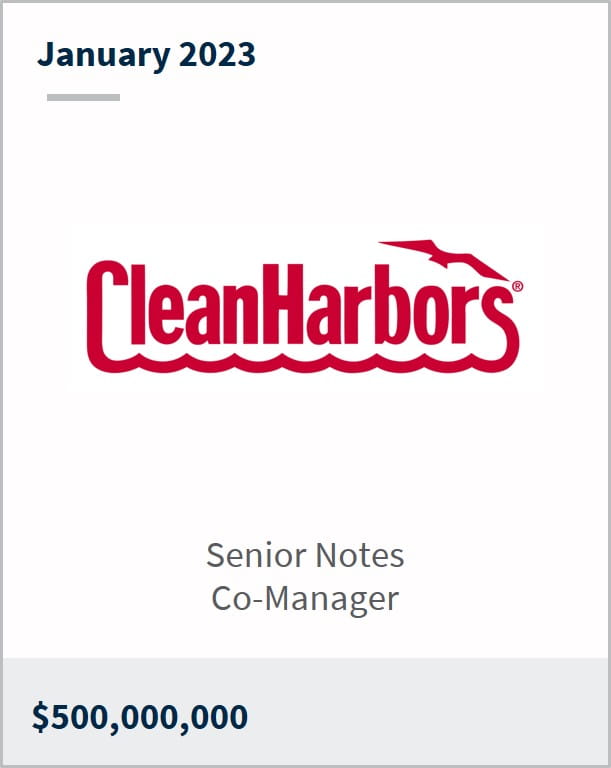 January 2023 Clean Harbors Inc $500m Senior Notes Co-Manager