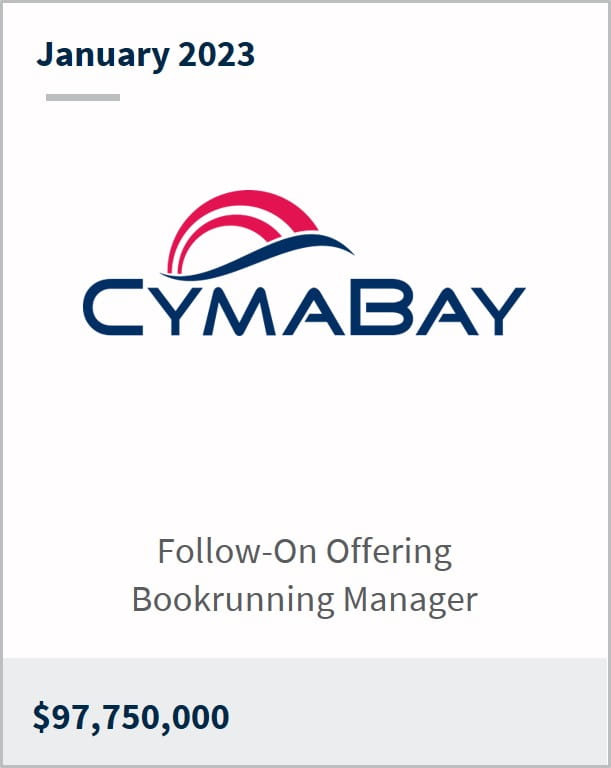 January 2023 CymaBay Therapeutics Inc $97,750,000 Follow-On Offering Bookrunning Manager