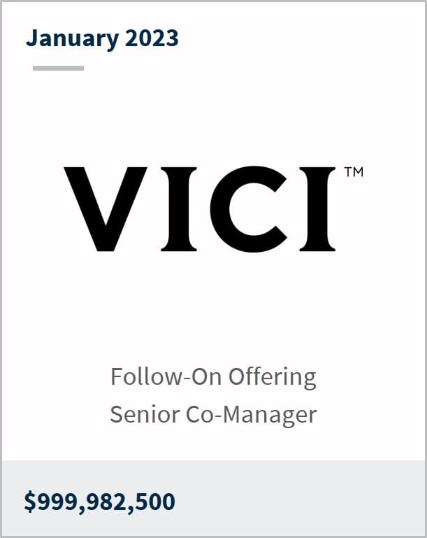 January 2023 VICI $999,982,500 Follow-On Offering Senior Co-Manager