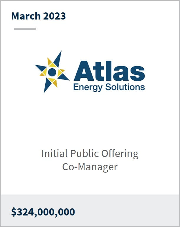March 2023 Atlas Energy Solutions $324m Initial Public Offering Co-Manager