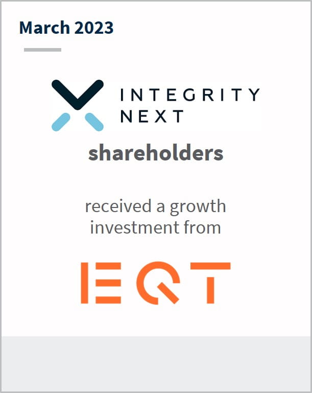 March 2023 IntegrityNext shareholders Has received growth investment from EQT
