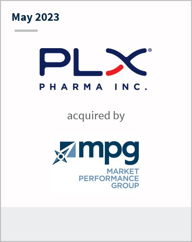 May 2023 PLx Pharma Has been acquired by MPG