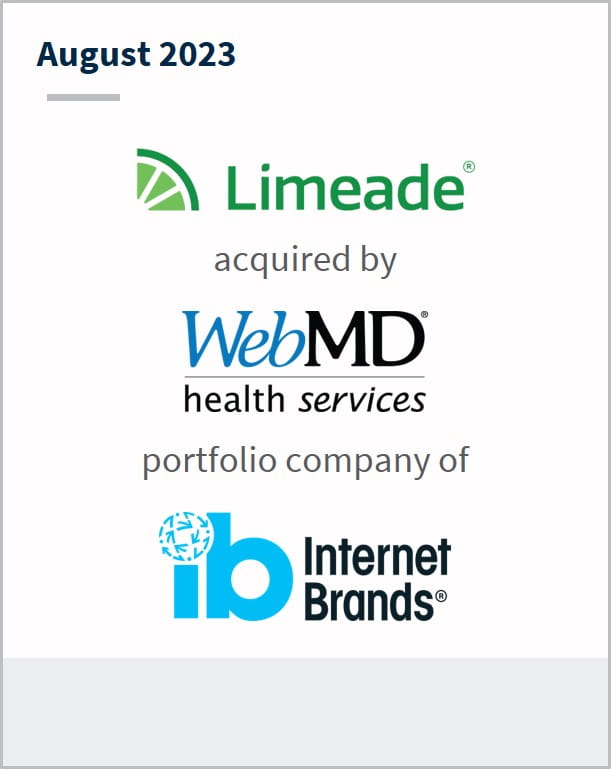 August 2023 Limeade Has been acquired by WebMD health services A portfolio company of Internet Brands