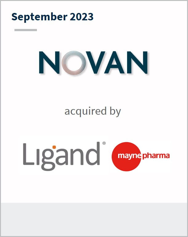 September 2023 Novan Has been acquired by Ligand Mayne Pharma