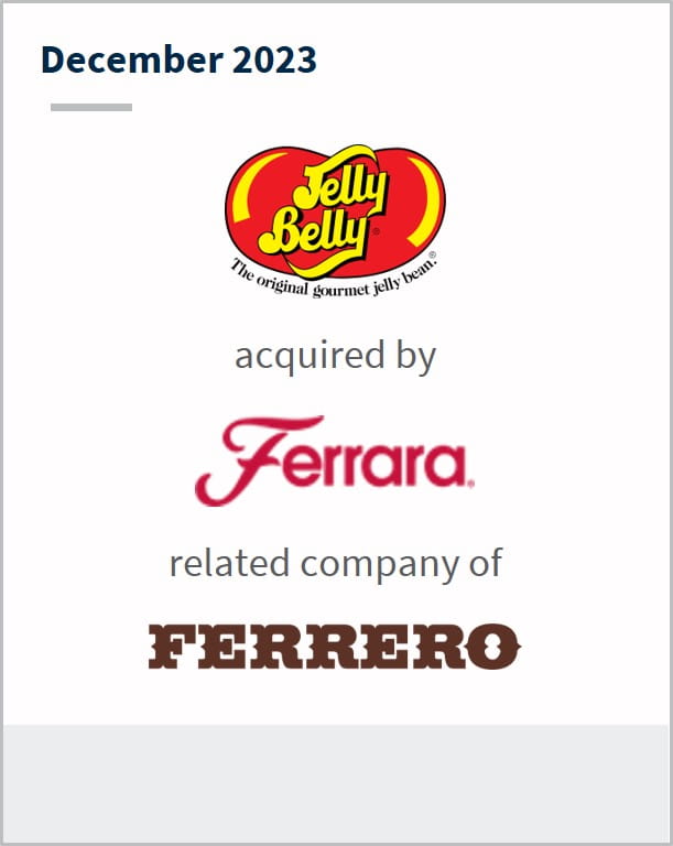 December 2023 Jelly Belly Has been acquired by Ferrara Related company of Ferrero
