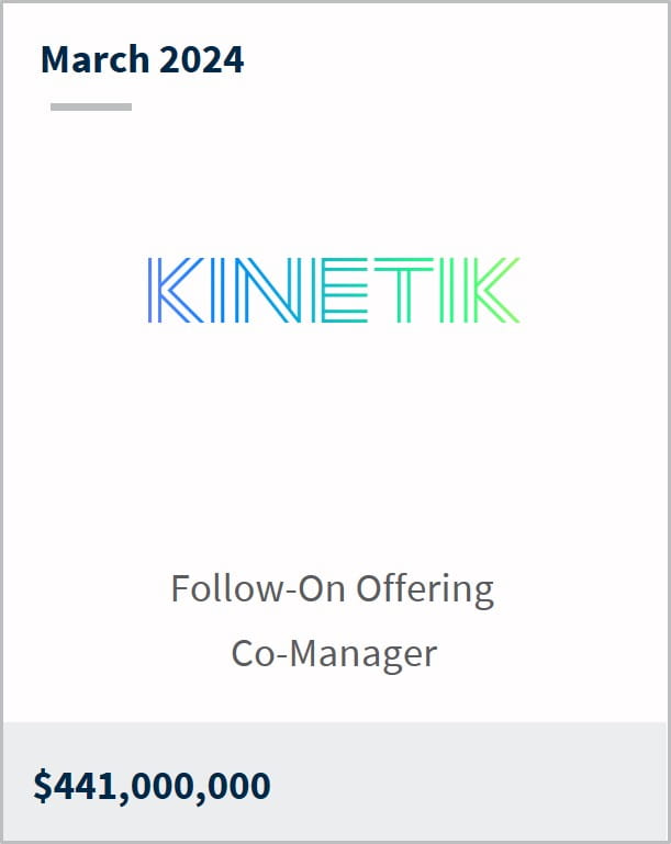 March 2024 Kinetik $441m Follow-On Offering Co-Manager