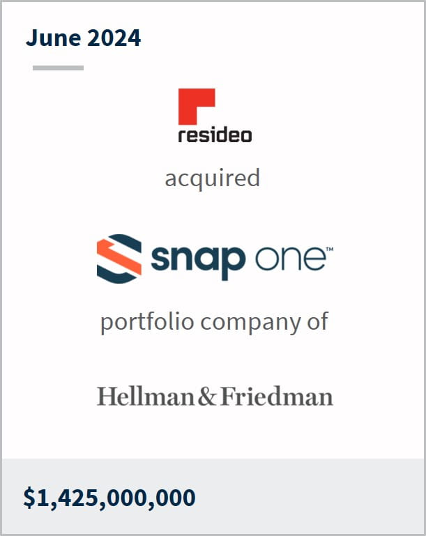 June 2024 Resideo Has entered into a definitive agreement to acquire Snap One With equity financing support provided by Clayton Dubilier & Rice