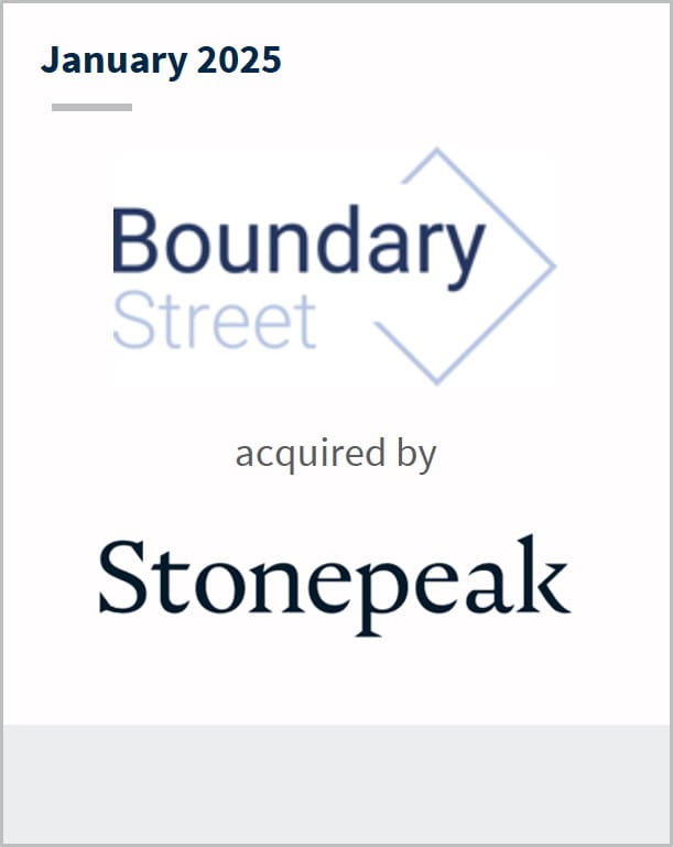 January 2025 Boundary Street acquired by Stonepeak