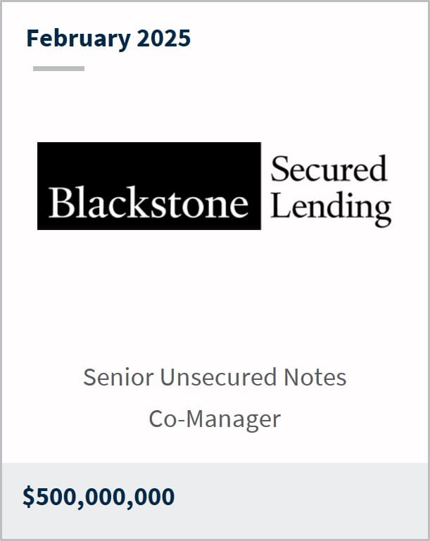 February 2025 Blackstone Secured Lending Senior Unsecured Notes Co-Manager $500,000,000
