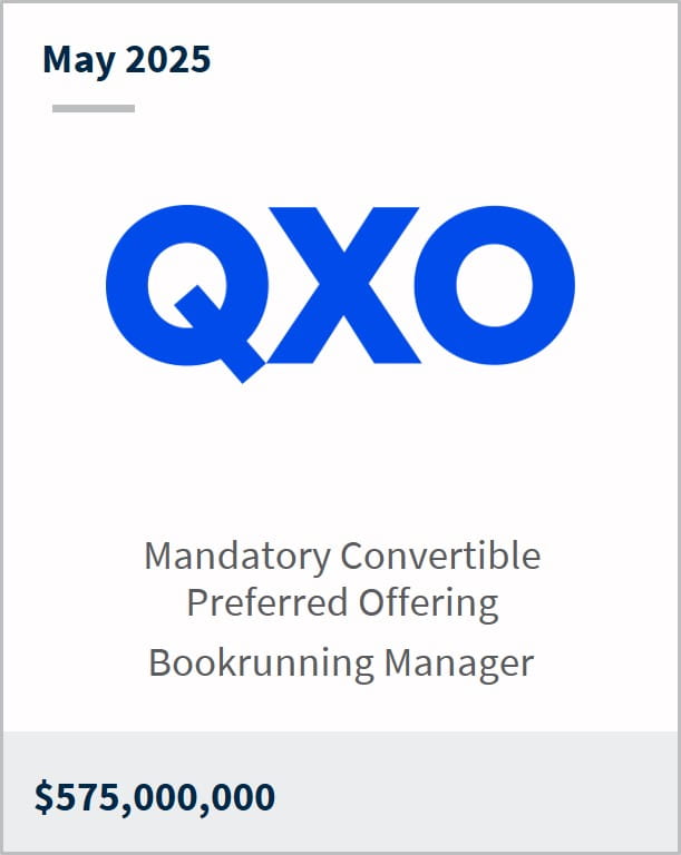 May 2025 QXO Mandatory Convertible Preferred Offering Bookrunning Manager $575,000,000