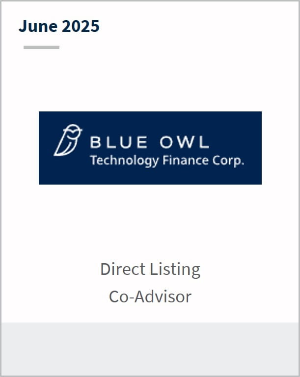 June 2025 Blue Owl Technology Finance Corp. Direct Listing Co-Advisor