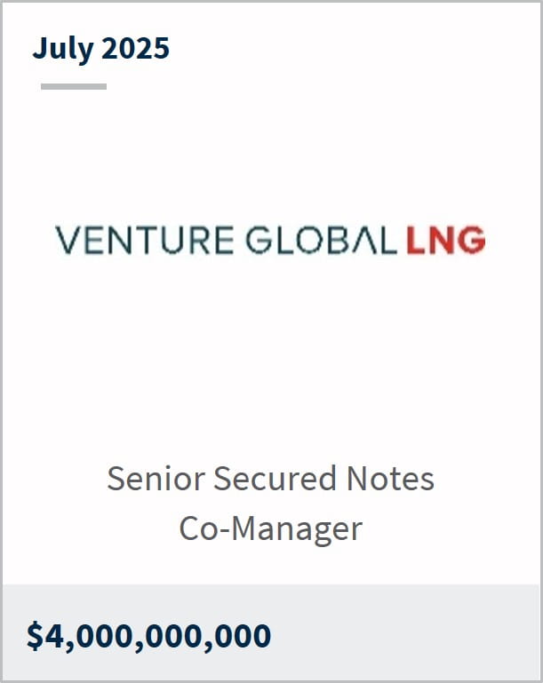 July 2025 Venture Global LNG Senior Secured Notes Co-Manager $4,000,000,000