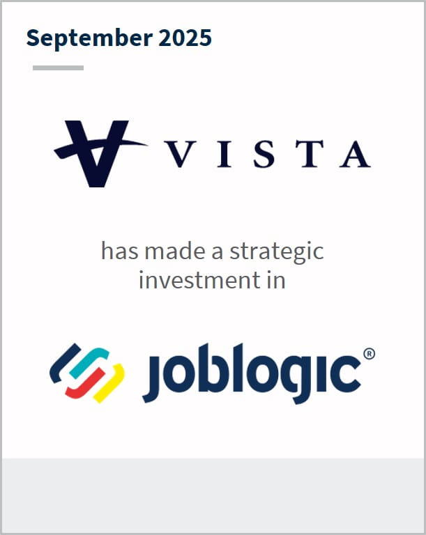 September 2025 Vista has made a strategic investment in Joblogic