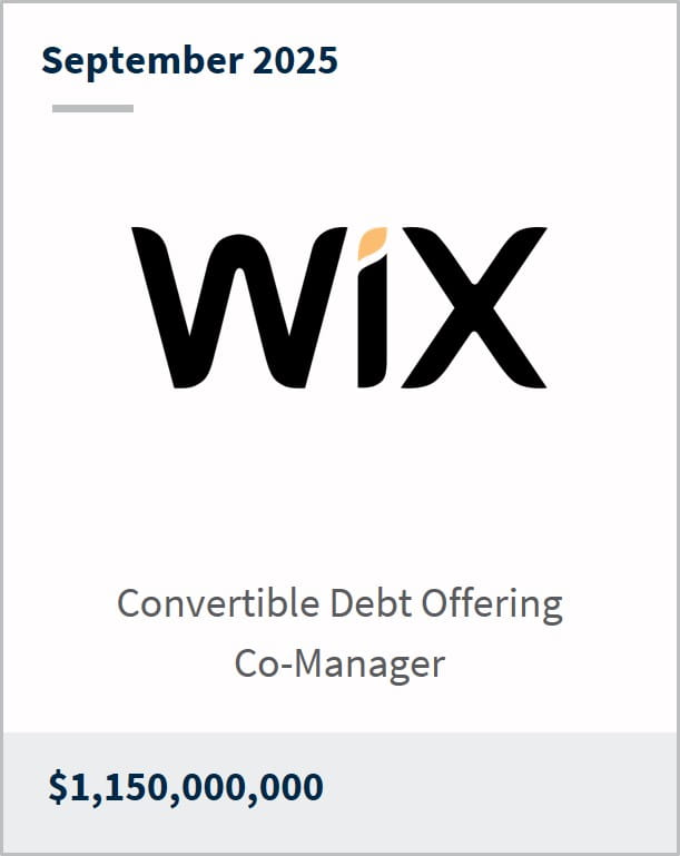 September 2025 WIX Convertible Debt Offering Co-Manager $1,150,000,000