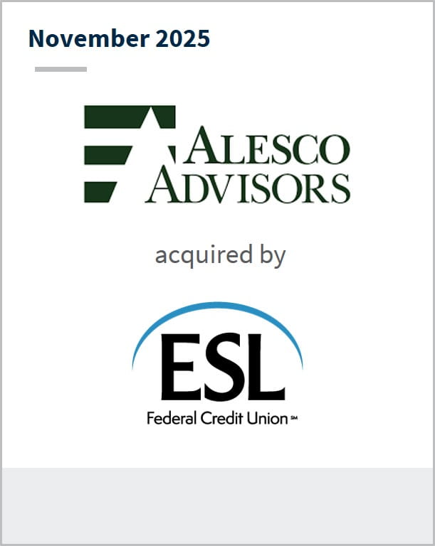 November 2025 Alesco Advisors acquired by ESL Federal Credit Union
