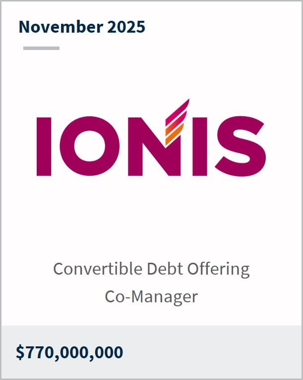 November 2025 Ionis Convertible Debt Offering Co-Manager $770,000,000