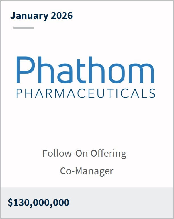 January 2026 Phathom Pharmaceuticals Follow-On Offering Co-Manager $130,000,000