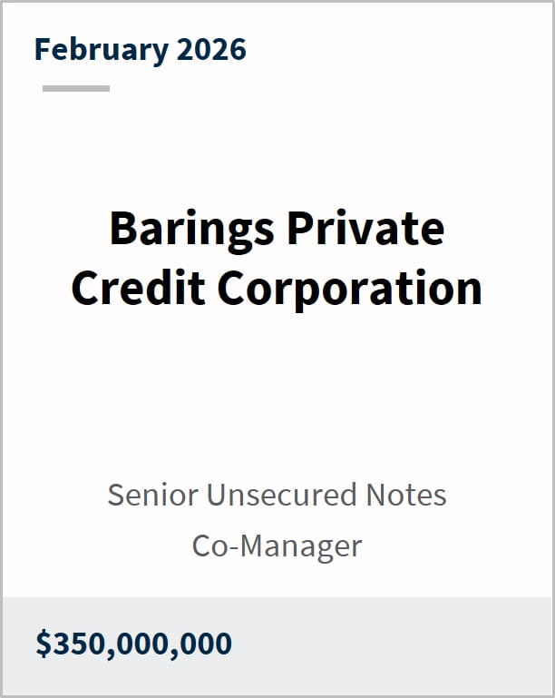 February 2026 Barings Private Credit Corporation Senior Unsecured Notes Co-Manager $350,000,000