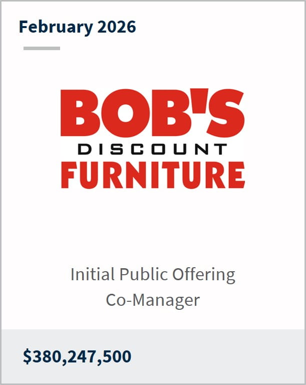 February 2026 Bob's Discount Furniture Initial Public Offering Co-Manager $380,247,500