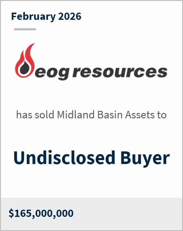 February 2026 eog resources has sold Midland Basin Assets to Undisclosed buyer $165,000,000