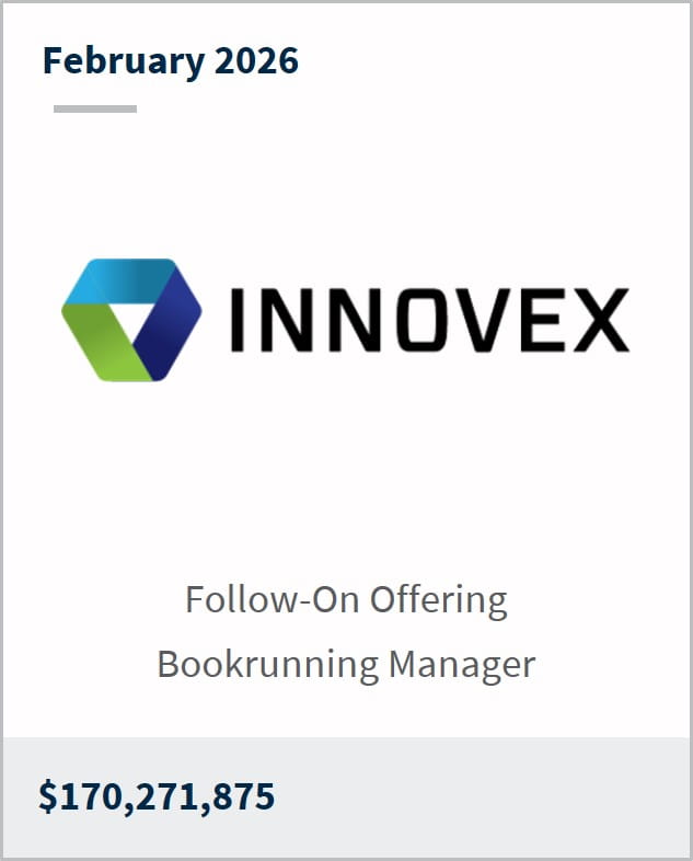 February 2026 Innovex Follow-On Offering Bookrunning Manager $170,271,875