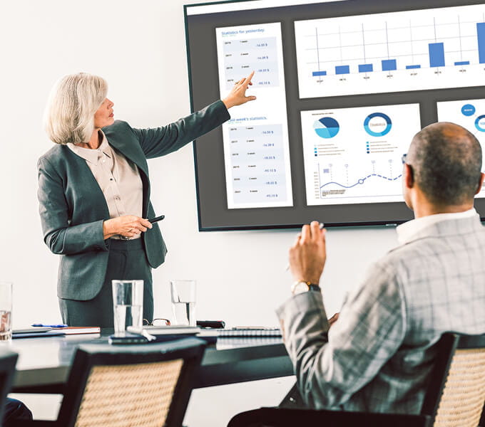 Presenting data on a big screen in board room