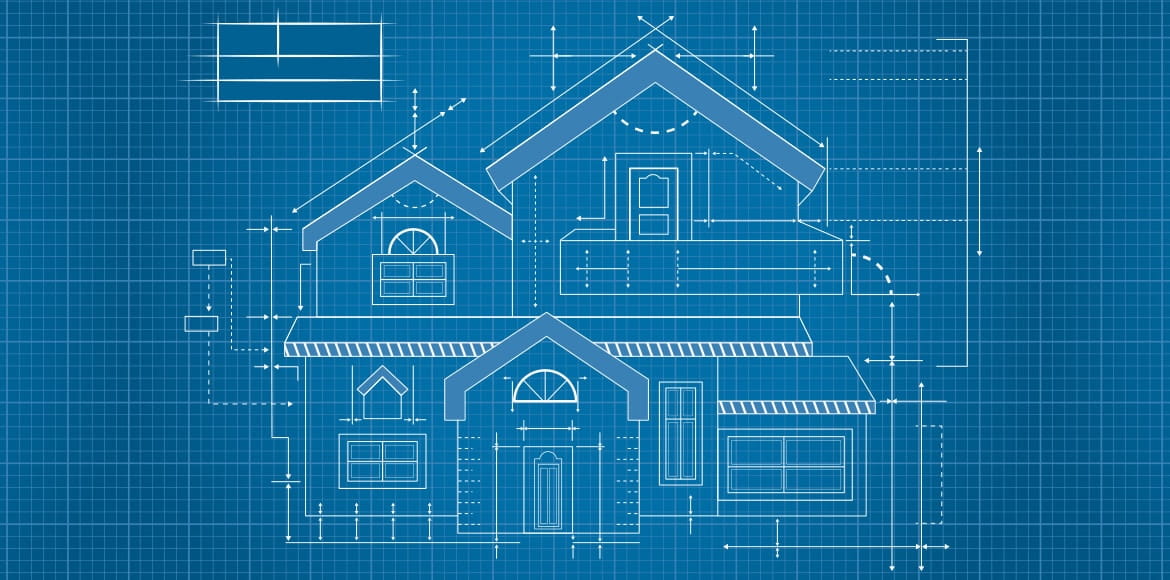Blueprint illustration of a family home