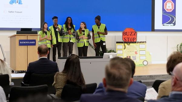 Winning students on stage